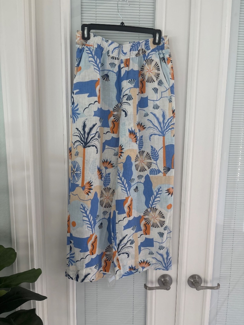 Nicole Miller Tropical Print 3 pce Linen Pants Set - Picture 10 of 11
